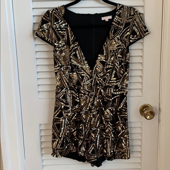 Luxxel Dresses & Skirts - LUXXEL Revolve Gold Sequin Romper